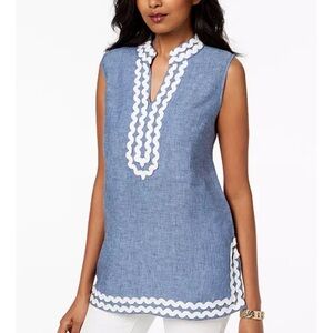 Charter club linen embroidered tunic